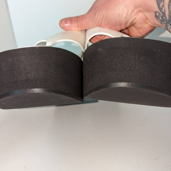 Frame Le Ocean Thong Platform Y2K Vibe White Black Leather Size 40.5 US 9.5 - Picture 9 of 13